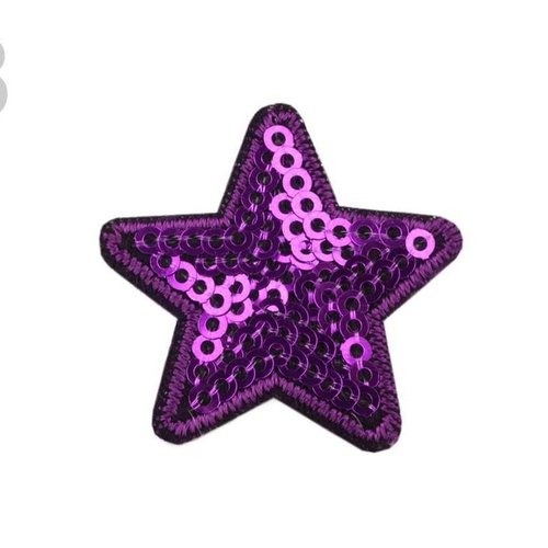 2pc foncé violet des fer sur le patchs étoiles avec paillettes coudre-sur au et à la réflexion merce sku-64745