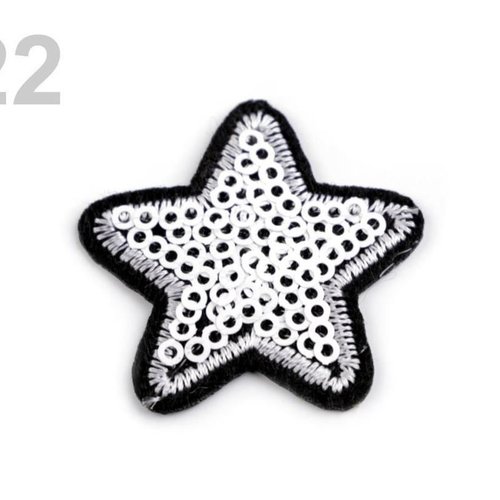 2pc fer blanc sur le patchs étoiles avec des paillettes coudre-sur au et à la réflexion mercerie sku-100155