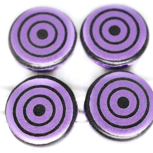 4pcs mat cible spirale violet ronde verre tchèque modèle laser à plat 2 deux trou de la pièce perles sku-120751