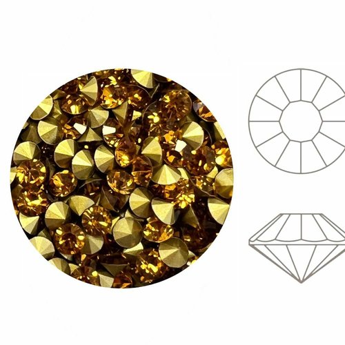 144pcs izabaro cristaux topaze jaune 203 rond chaton rose point retour de verre 1028 izabaro strass  sku-928225