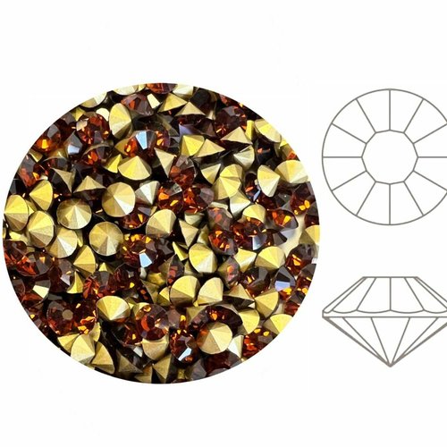 144pcs izabaro cristaux fumé topaze jaune 2028 chaton rose point retour de verre 1028 izabaro strass sku-928227