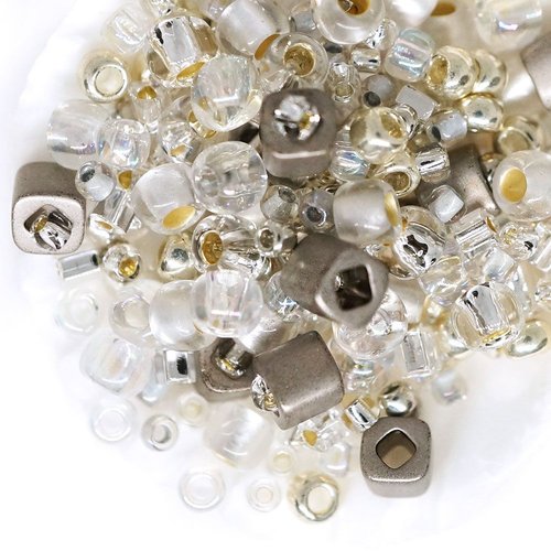 20g junpaku cristal argent mélange rond verre japonais toho perles de rocaille tx-01-3201 sku-43160