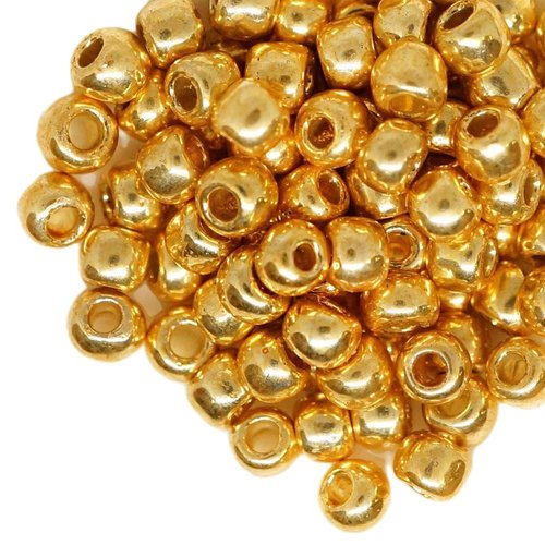 Perles de rocaille toho japonaises en verre rond métallique doré galvanisé au pergélisol 20g 6/0 tr- sku-683273