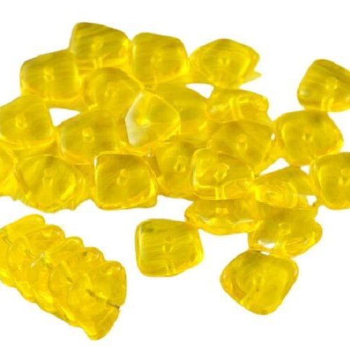 20pcs cristal ambre jaune plat agité carré puce rondelle de verre tchèque perles 10mm x 4mm sku-30684