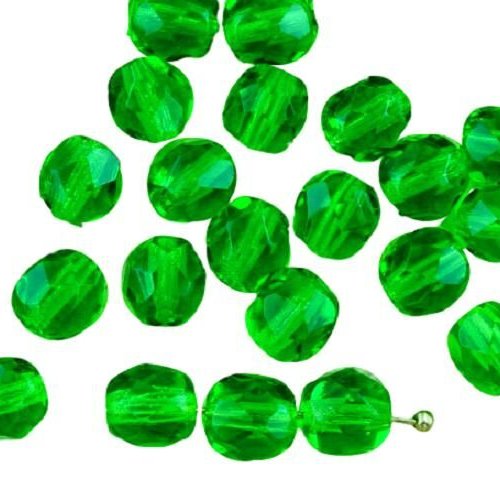 40pcs crystal light chrysolite vert clair ronde à facettes feu poli entretoise de verre tchèque perl sku-33287