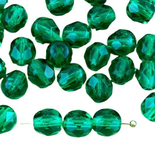 40pcs crystal foncé vert émeraude clair ronde à facettes feu poli entretoise de verre tchèque perles sku-33289