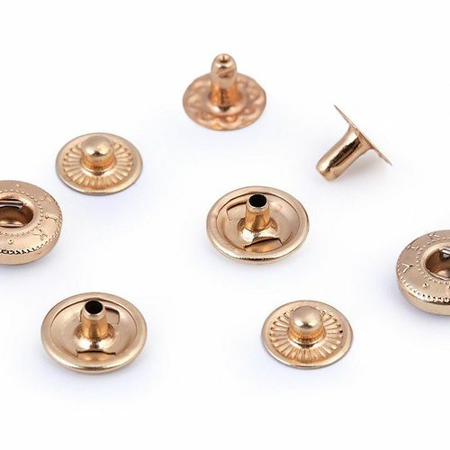 50set or rose attaches métalliques / presse ø10mm matériel de mercerie sku-258118