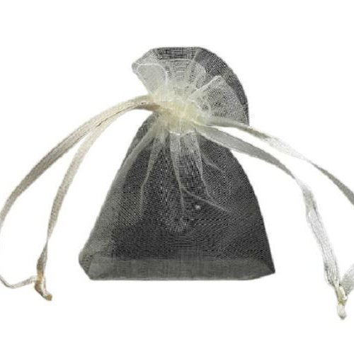 10pc à la crème léger sac-cadeau en organza 4.5x7cm sacs tissu cordonnet personnalisés de toile d'an sku-244275