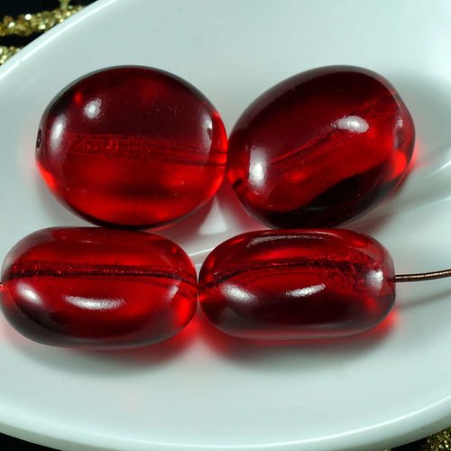 Grand rouge rubis verre tchèque perles ovales de 18mm x 15mm 6pcs sku-21351