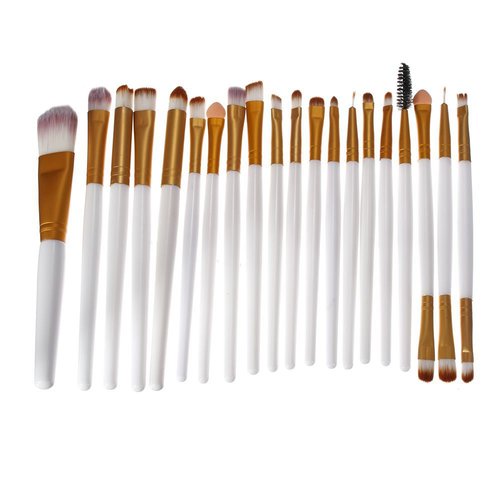 20pcs set en or blanc pinceaux des maquillage plastique fibre artificielle make-up la fondation outi sku-42529