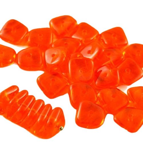 20pcs cristal de la jacinthe d'orange clair halloween plat agité carré puce rondelle verre tchèque p sku-30685