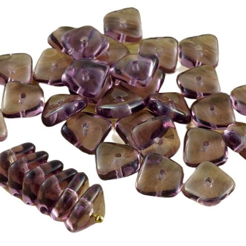 20pcs cristal violet plat agité carré puce rondelle de verre tchèque perles 10mm x 4mm sku-30689