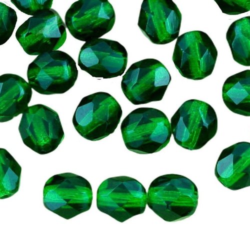 40pcs crystal dark chrysolite vert clair ronde à facettes feu poli entretoise de verre tchèque perle sku-33290
