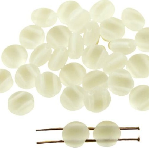 30pcs bonbons mat cristal blanc givré rond en forme de dôme 2 deux trous tissage verre tchèque perle sku-31340