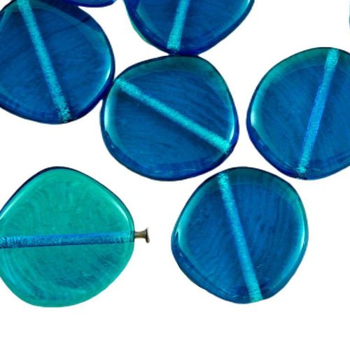 6pcs cristal capri bleu clair plat rond 8edge pièce de monnaie tchèque perles verre 15mm sku-33731