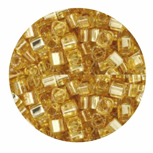 Topaze légère doublée d'argent 10g 22 cube cristal de verre or jaune perles rocaille japonaises toho sku-935117