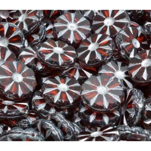 8pcs picasso argent mat patine cristal rouge table fleurs coupée pièce plate perles de opale verre t sku-941959