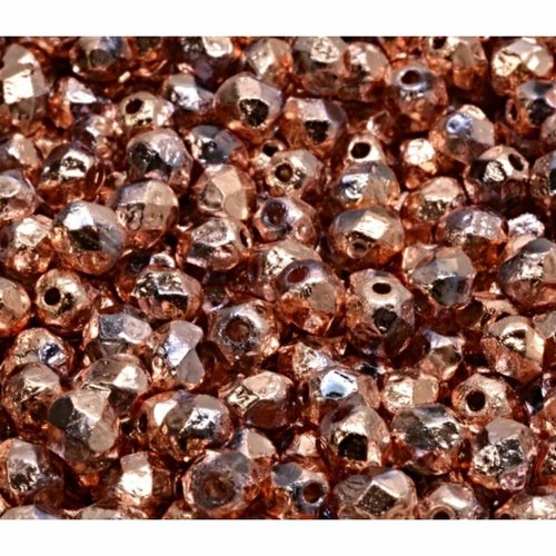 40 pièces de bronze métallique cuivre feu polissé spacer rond faceted beads verre tchèque 6mm sku-942078