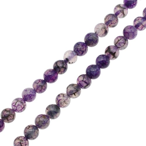 1pcs violet violet veines de dragon naturelle pierre agate précieuse lisse ronde 15 pouces 6mm sku-942049