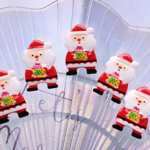 6pcs père noël multicolore avec cadeau de noël design téléphone portable diy décoration résine époxy sku-942208