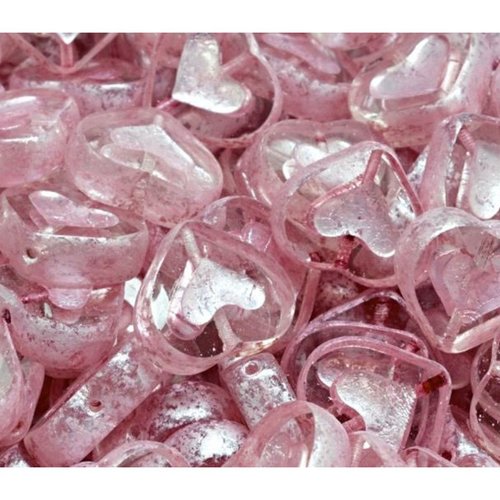 4pcs cristal patine rose saint valentin coeur de mariage en perles coeur verre tchèque 14mm x 12mm sku-941951