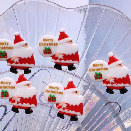 6pcs père noël multicolore merry christmas design téléphone portable diy décoration résine époxy adh sku-942207