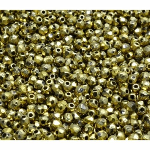 100pcs opaque métallique moitié matte argent cuivre facetté feu polissé boules rondes de verre tchèq sku-942168