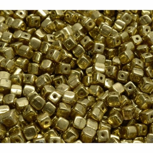 40pcs opaque métallique gold spacer cube beads verre tchèque 4mm sku-942154
