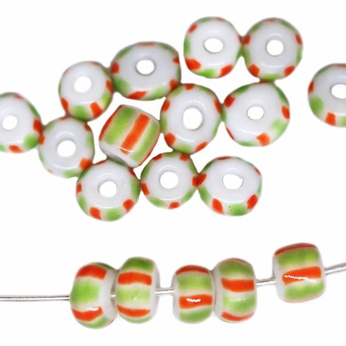 20g drapeau italien opaque rouge vert blanc rond spacer graines beads de verre 4mm sku-942151