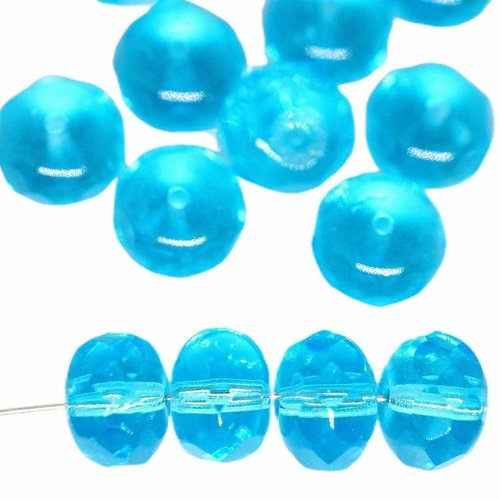 40pcs cristal saphir bleu rondelle à facettes perles de verre 6mm x 5mm sku-942035