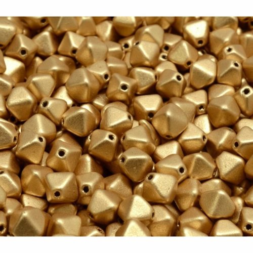 30pcs opaque gold pyramid spacer bicone beads de verre tchèque 6mm sku-942115