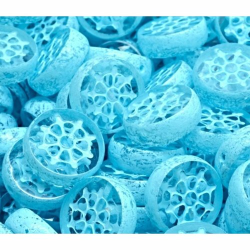 4pcs cristal clair bleu clair roue plate perles de monnaie mer verre tchèques 12mm sku-942125