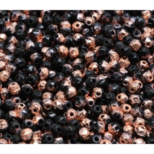 80pcs opaque métallique half bronze noir rough étché rustic nugget round anglais cut beads boîtes de sku-942141