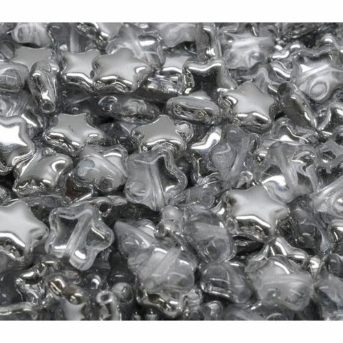 60 pièces d'argent métallique demi cristal de noël plate étoile verre tchèque 6mm x sku-942778