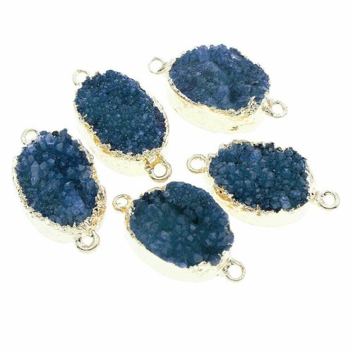 1pcs dark blue druzy teardrop drop ice quartz agate grande pierre précieuse naturelle plaquette conn sku-942093