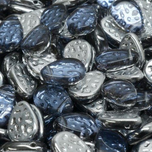 12pcs pervenche rétroéclairée cristal bleu argent demi-poire en forme de larme perles verre tchèques sku-945550