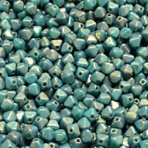 100pcs perles de becone en bronze terre cuite vert turquoise opaque verre tchèques 4mm sku-945555