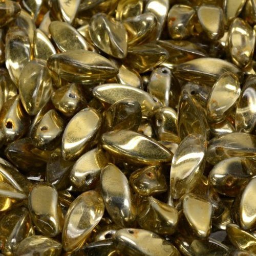 24pcs cristal métallique d'or demi-fleur en verre tchèque 6mm x 12mm sku-945143