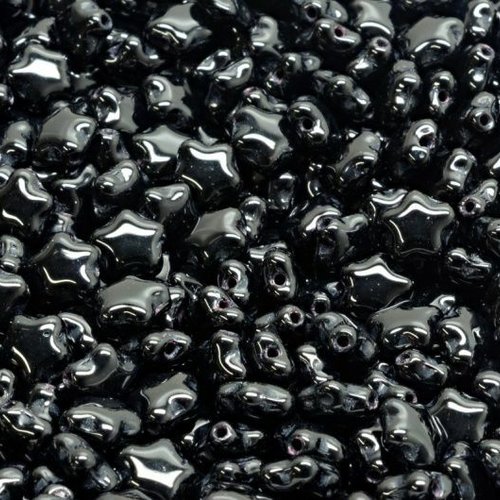 60pcs perles de verre tchèque étoile noire opaque 6mm sku-945015