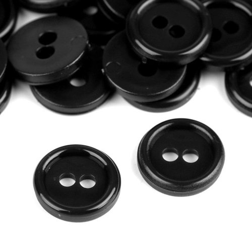 100pc (332) noir plastique 2-trou chemise à boutons taille 18' et de la fixation mercerie sku-51716