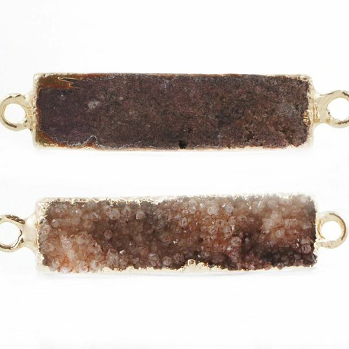 1pc plaqué or rouge bordeaux druzy style de la glace quartz agate rectangle connecteur bracelet pend sku-38937