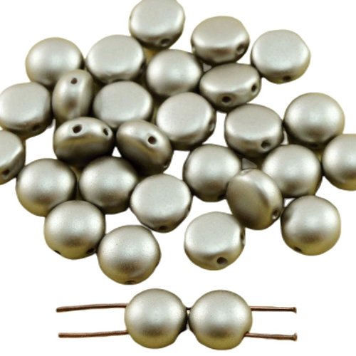 30pcs bonbon pastel brun clair coco perles ronde en forme de dôme 2 deux trous tissage verre tchèque sku-30825