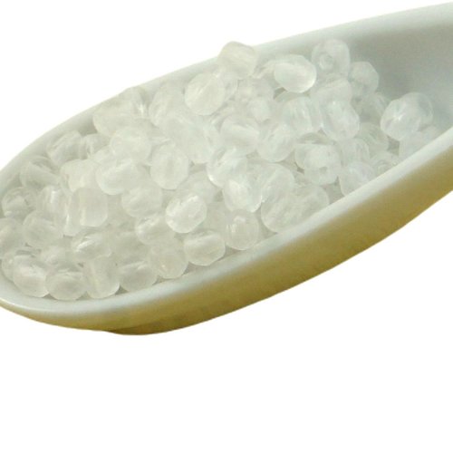 100pcs mat cristal blanc givré rond à facettes feu poli verre tchèque perles de petit écarteur 3mm sku-31884