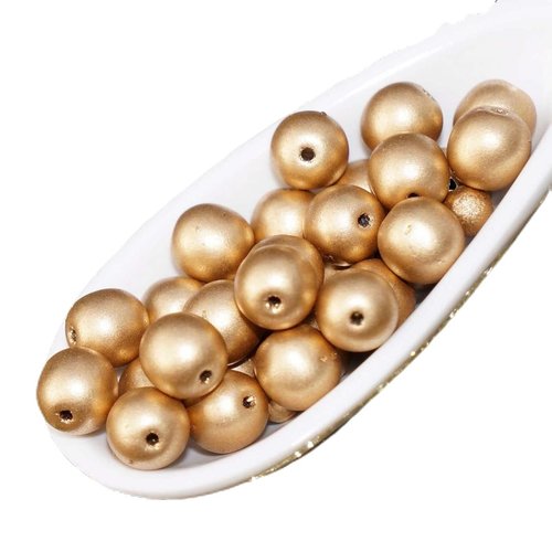 Mat en or verre tchèque perles rondes entretoise de d'or 6mm 20pcs sku-16662