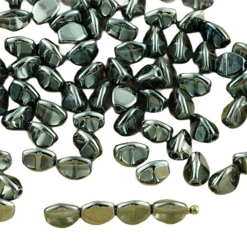 60pcs metallic dark chrome argent plein pincée de verre tchèque entretoise bicone à facettes perles  sku-31150