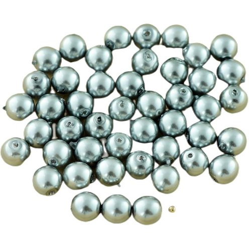 40pcs argent imitation de perles verre tchèque rondes 6mm sku-29138