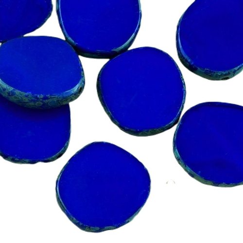 4pcs picasso brun opaque bleu foncé plat rond 8edge fenêtre de la table découpe pièce monnaie tchèqu sku-34362