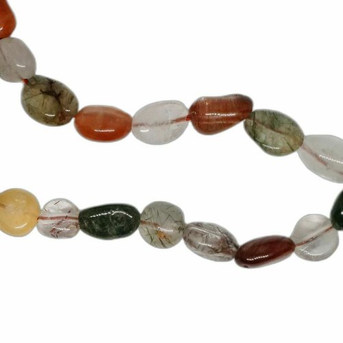 8pc mix multicolore irrégulière polie naturelle rutilée pierre précieuse de quartz bohoise bijoux 8m sku-854861