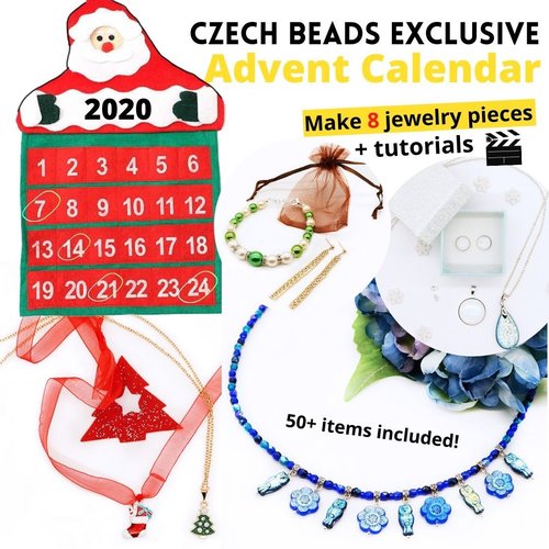 1pc 2020 calendrier de noël d'avent avec perles tchèques diy pour femmes avec 8 cadeaux uniques: bij sku-504124