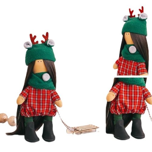 Set de couture poupée d'intérieur noël bébé motif personnalisé kit d'artisanat cadeau d'idées art cr sku-415140